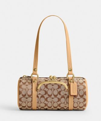 キスロック バレル バッグ 28・シグネチャー ジャカード | COACH